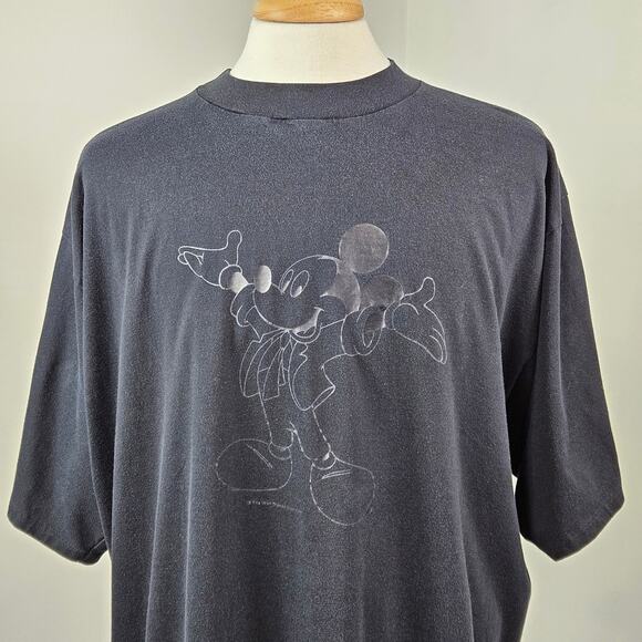 VTG Jostens Mickey Mouse Disney Black T-Shirt Tee | Adult One Size Big and Tall - Picture 1 of 16